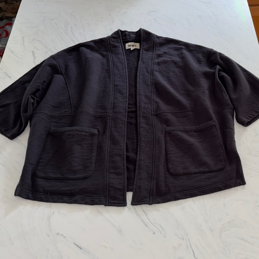 Black gray Open Front Jacket madewell cardigan sweater sweatshirt s